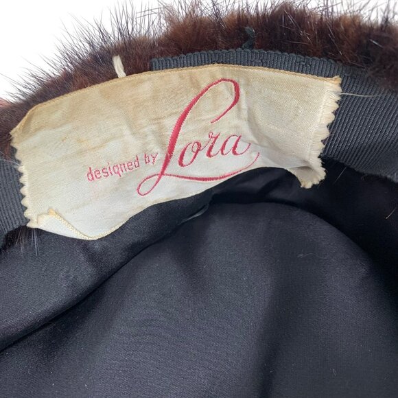 Vintage Mink Fur Pill Box Hat Union Made USA Designed By Lora Womens OSFM - Picture 7 of 8